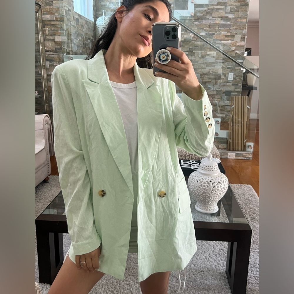 GB linen blend green blazer